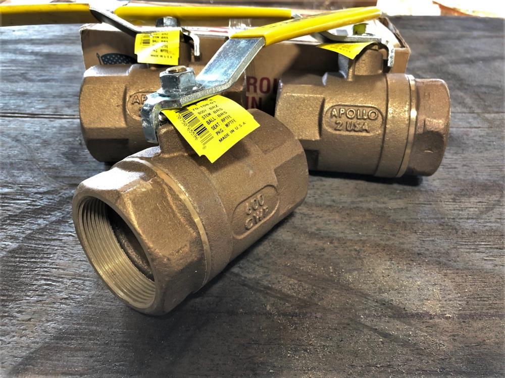 Lot of (3) Apollo 2" Standard Port Ball Valves FPT Bronze Body 70-108-01